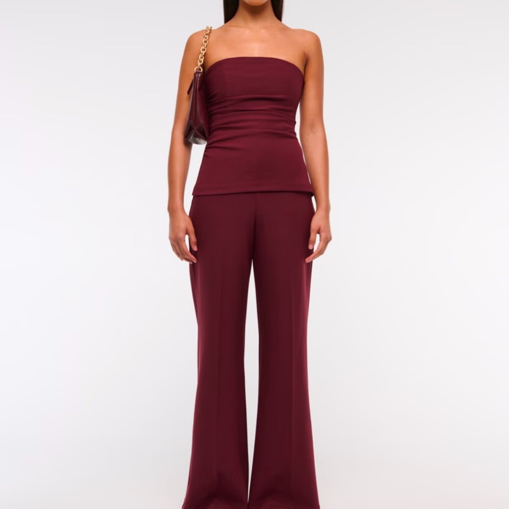 Elegant Burgundy Strapless Jumpsuit